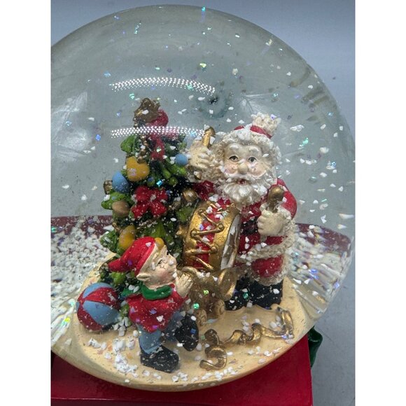 VTG Christmas Santa Claus a Train Glass Waterglobe Christmas Tree Elf READ - Picture 2 of 7